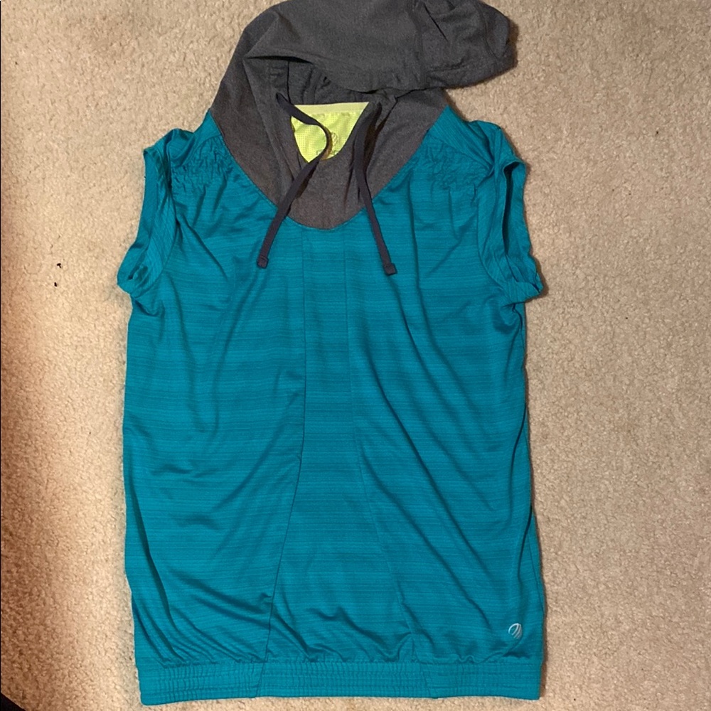 MPG Teal‎ and Gray Hooded Top